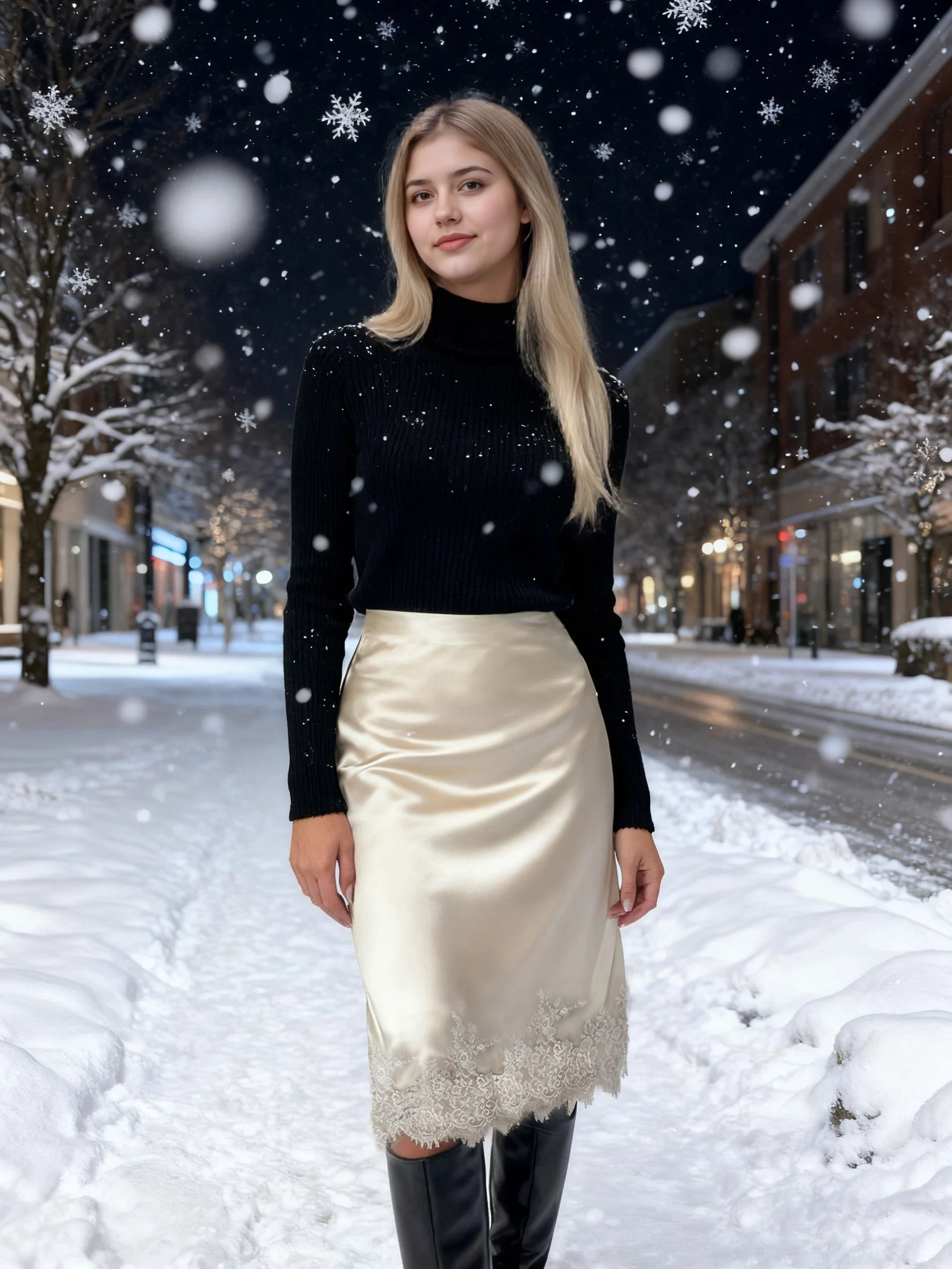 

Women's Summer Midi Slip Skirts High Waist Lace Trim Satin Skirt for Daily, Travel, Parties