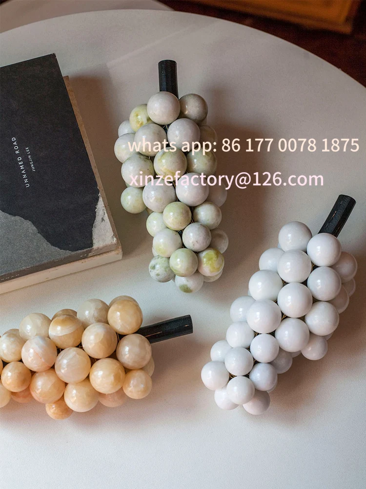 Buquê de uvas de mármore feito à mão personalizável, ornamentos de pedra decorativos para casa, quarto, sala de estar, mesa de café, armário