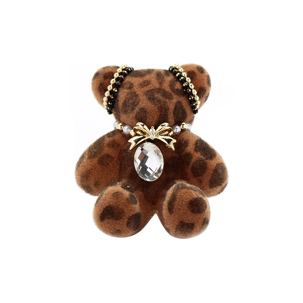Cute Little Bear Pin Brooch Flocked 3 Dimensional Lesser Panda Fuzzy Fabric Animal Design Brooch Sweater Bag Hat DIY Accessories