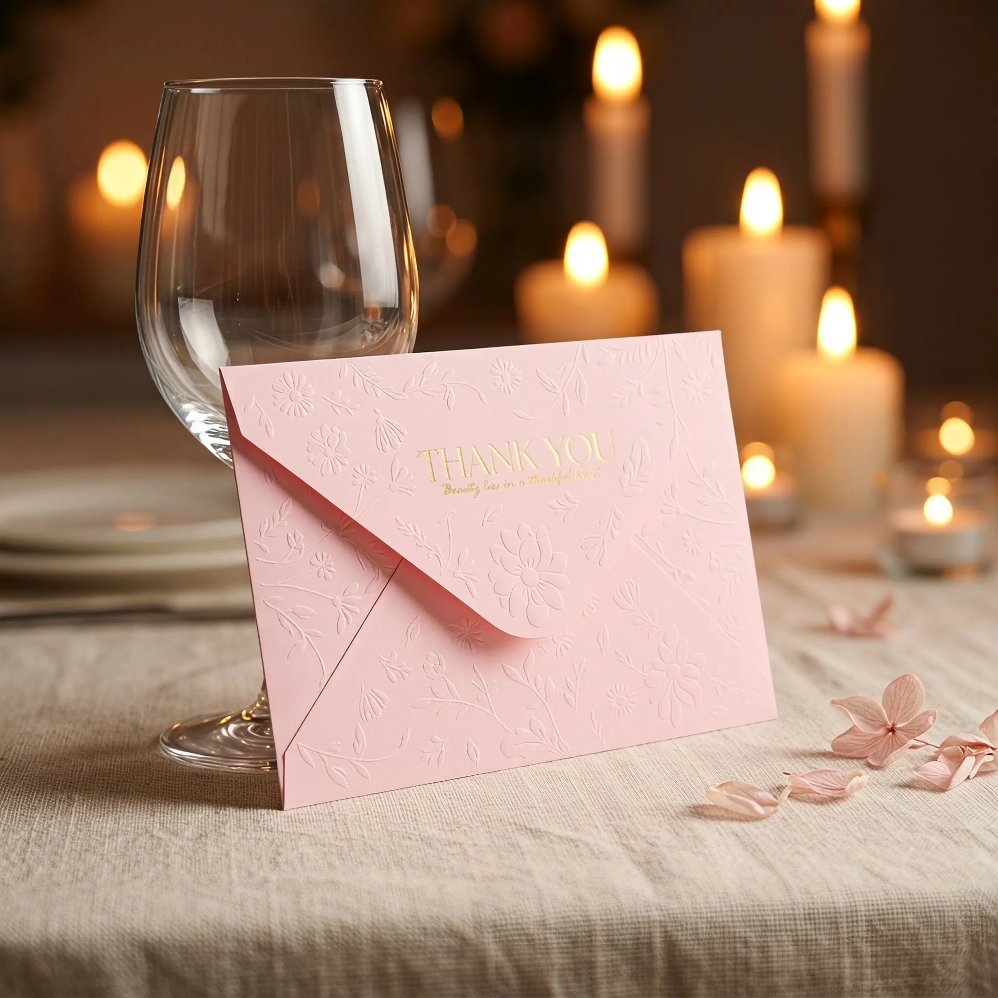 10Pcs Floral Embossed Envelopes with Foil Hot Stamping Decorative Paper Envelope for Wedding Invitation Thank You Supply