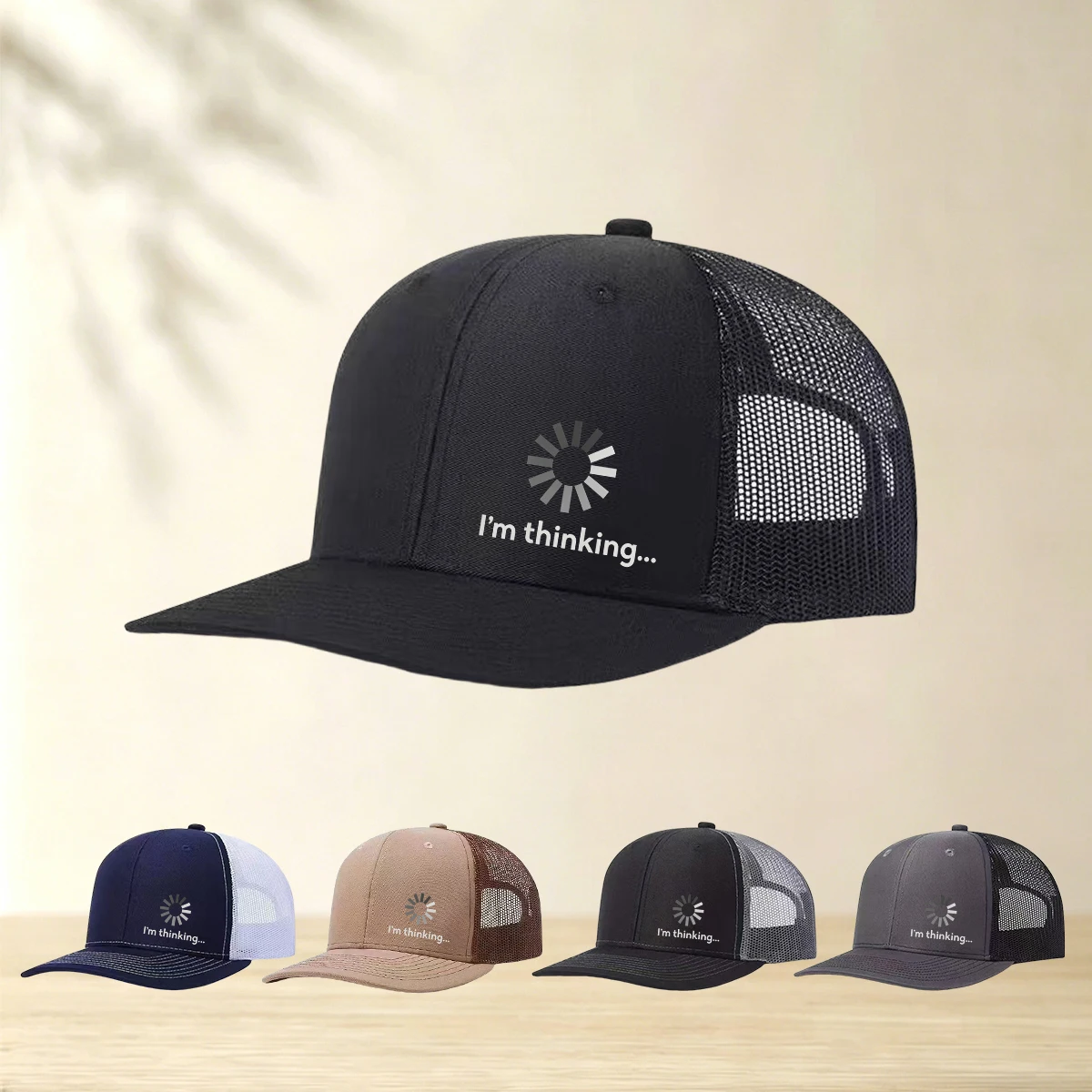1PC Vibe Check: Loading Funny Thinking Cap, Adjustable Mesh Trucker Hat for Men & Women, Humorous Daily Wear