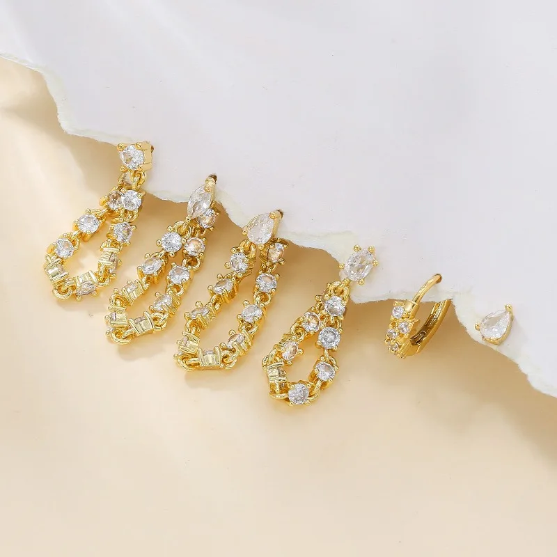 925 Sterling Silver Earrings Set for Women Teen Girls Fine 18K Real Gold Plated Galaxy Starlight Tassel Earring 6pcs Jewelry Set