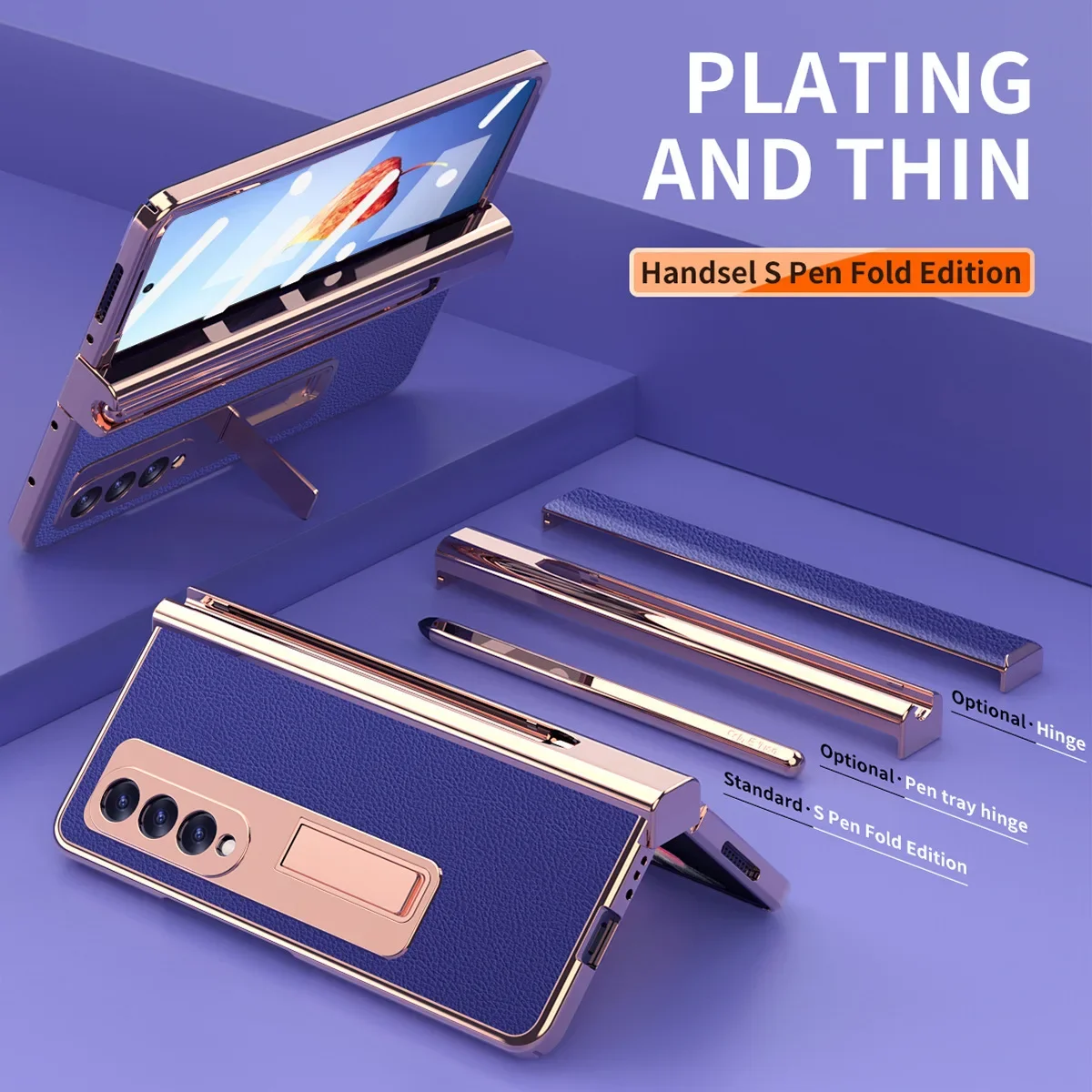 

Pen Slot Spen Pen Plain Leather Phone Case For Samsung Galaxy Z Fold5 Fold4 2 Case Shell Film All-Inclusive Hinge Z Fold3 Cover