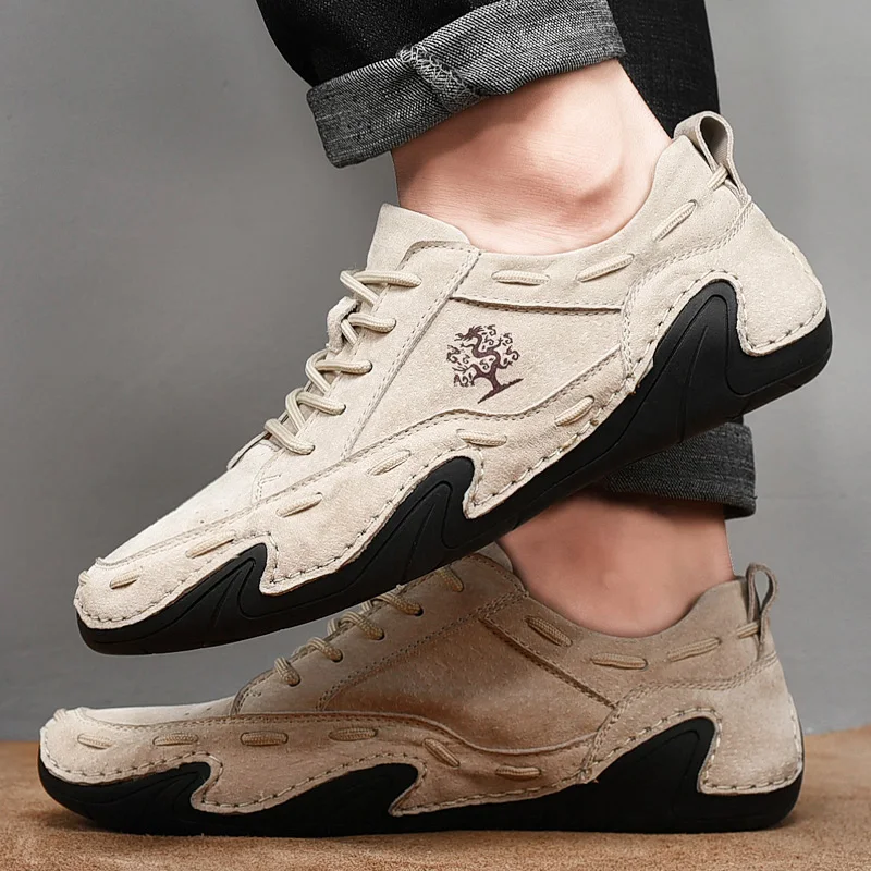 Men's Ankle Boots Fashionable Stitching Lightweight Comfortable Casual Walking Shoes Breathable Outdoor Driving Tennis Shoes