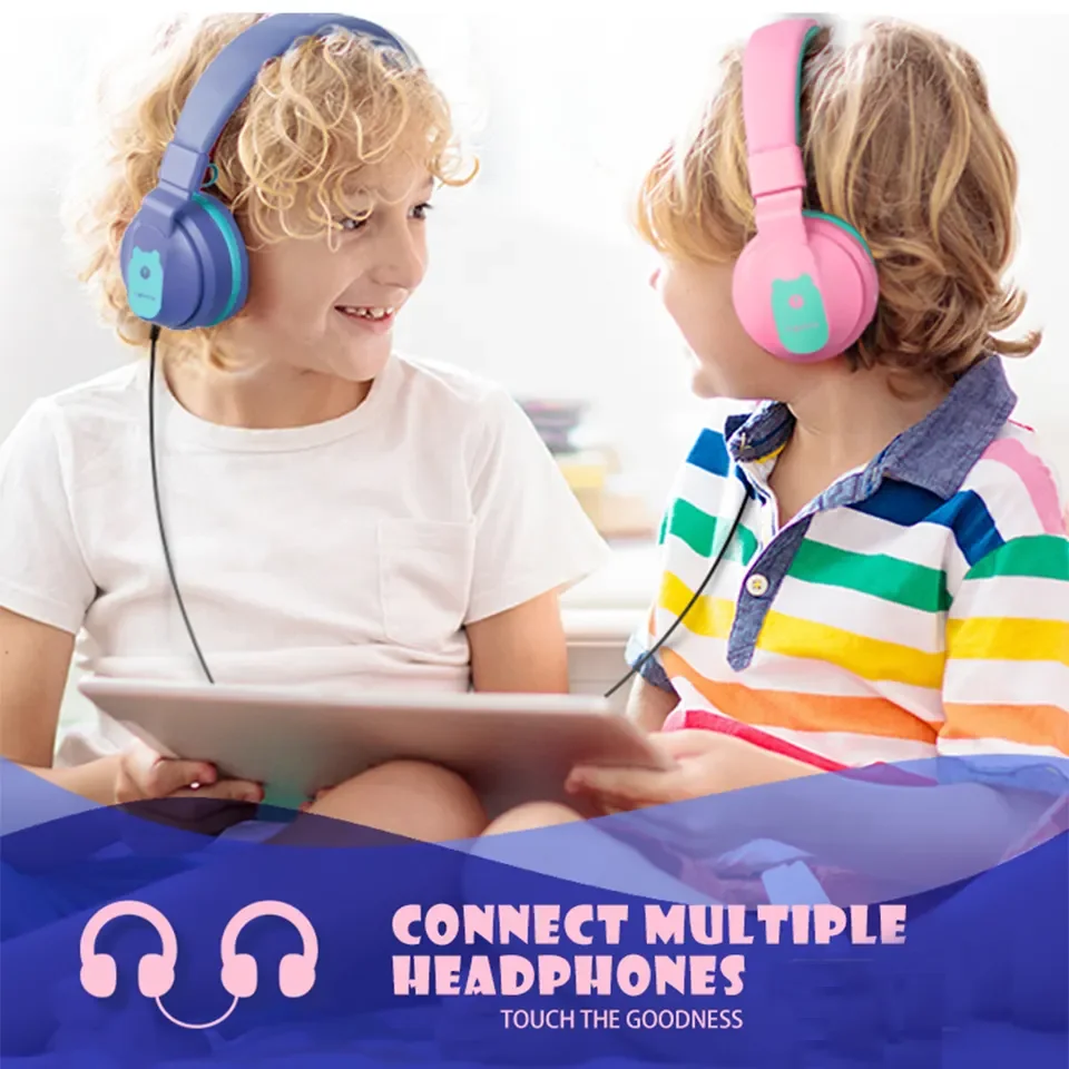 Kids Headset Wireless Headphones Stereo Surround Retractable Protective Children's Hearing Earbud Bobo1+ Over-Ear Earphones