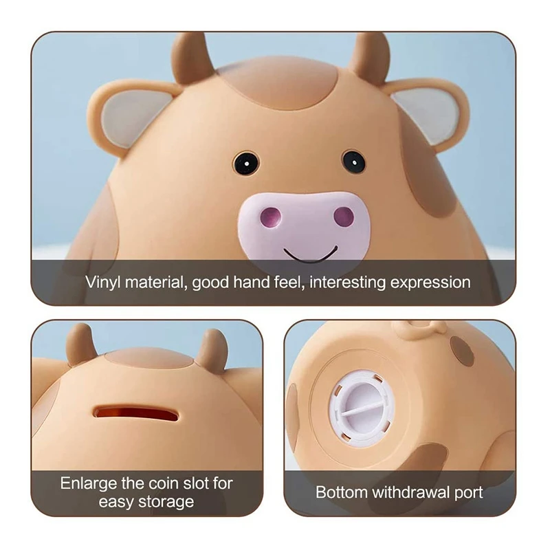 FULL-Piggy Bank,น่ารักวัวเงินBankสําหรับชายและหญิง,เด็กShatterproof Coin Bank,วันเกิดที่ดีที่สุดสําหรับเด็ก