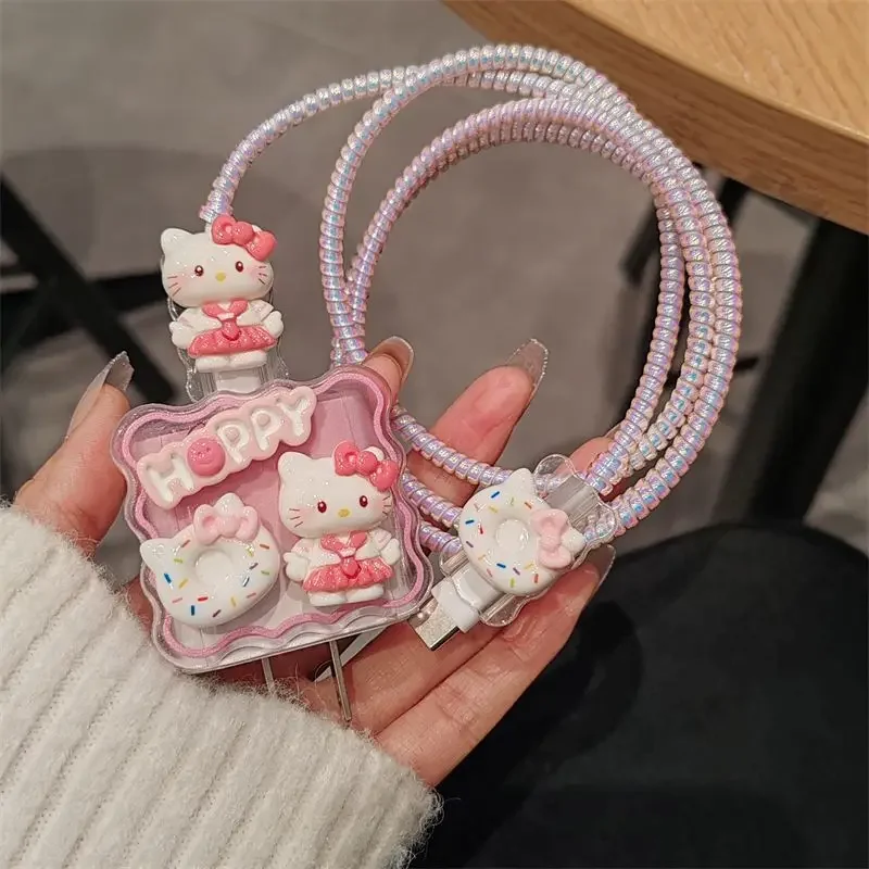 Sanrio Hello Kitty Kawaii Data Cable Protective Case IPhone 15 Suitable for IPhone14 Fast Charge 20w Cartoon Cute Charger Case