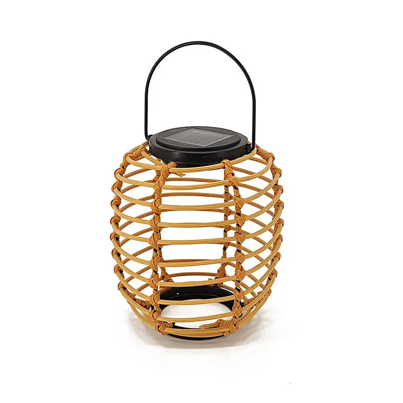 Bulb Warm LED  Retro Standing Light Lamp Outdoor Hanging Solar Rattan LED Lantern