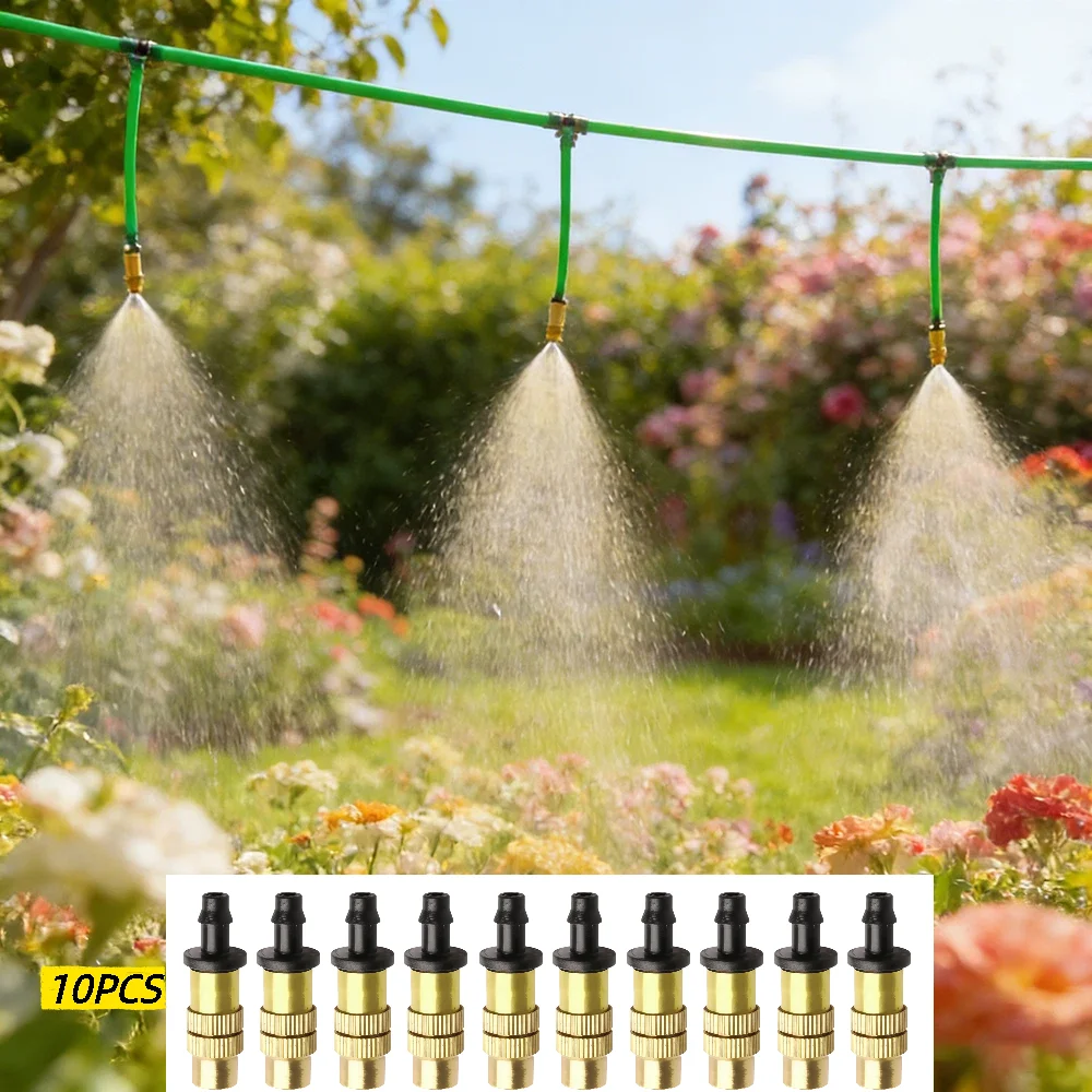 10pcs Adjustable Fine Spray Nozzles, Garden Lawn Irrigation Cooling Dedusting Spray Nozzle, Household Gardening Watering Nozzle
