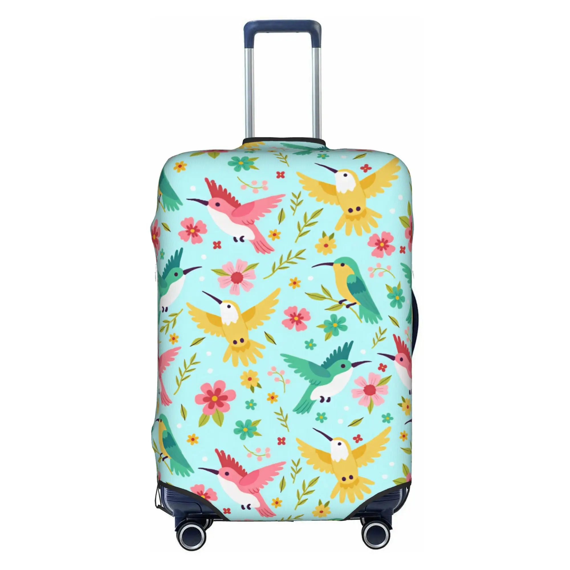 Tropical Hummingbird Luggage Cover Elastic Hawaiian Style Botanical Flowers Travel Suitcase Protective Covers Suit For18-32 inch