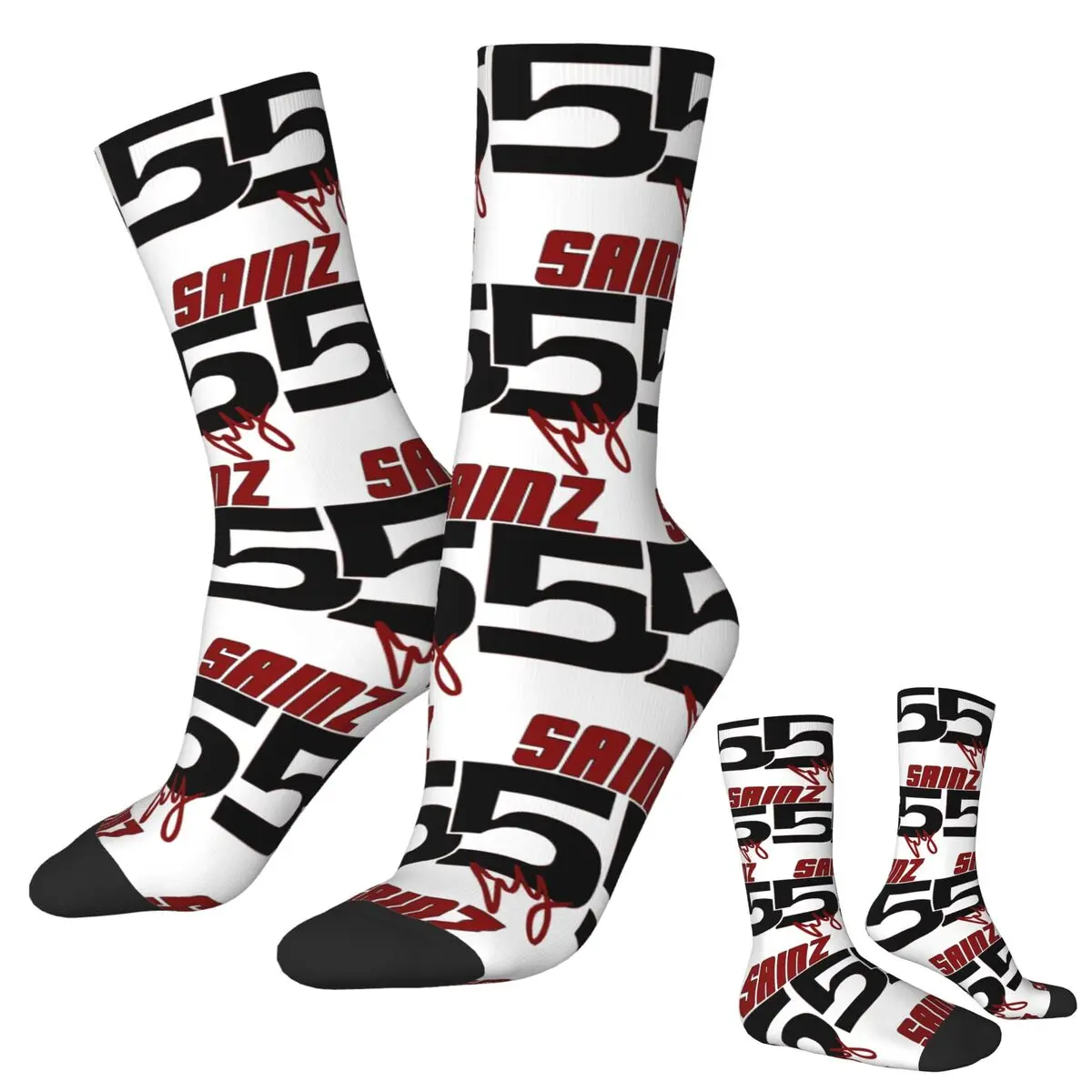 Carlos Sainz Jr F1 Signature Graphic - Calzini scuri Harajuku Calze assorbenti per il sudore Calzini lunghi per tutte le stagioni Regalo di compleanno