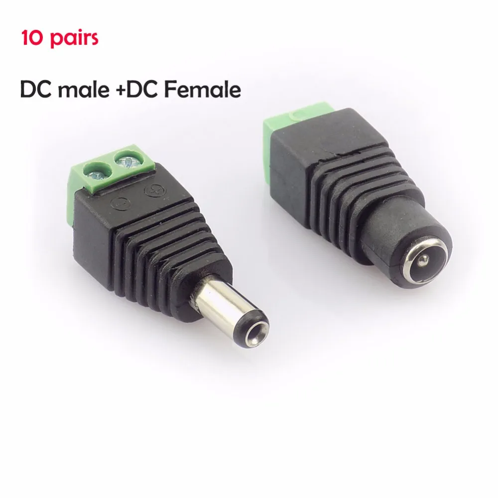 

10 pair (20pcs) Coax Cat5 To Bnc DC Power Male jack plug DC female Connector plug adapter Av BNC UTP for CCTV Camera Video Balun