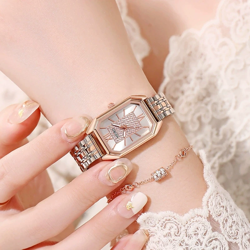 New Fashion Luxury Watches For Woman Rectangle Casual Quartz Watch Ladies Students Stainless Steel Crystal Watch Reloj Mujer Hot