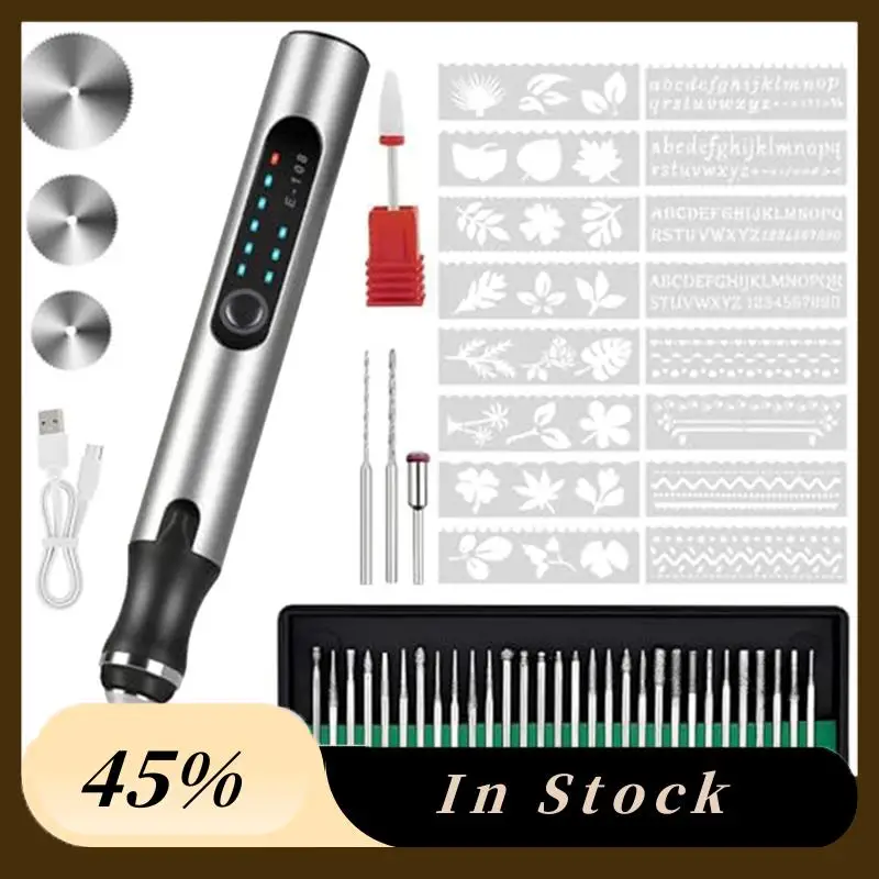 A60Z Top Engraving Pen With 37 Bits, USB Rechargeable Cordless-Etching Engraving Tool, Portable DIY Rotary Engraver