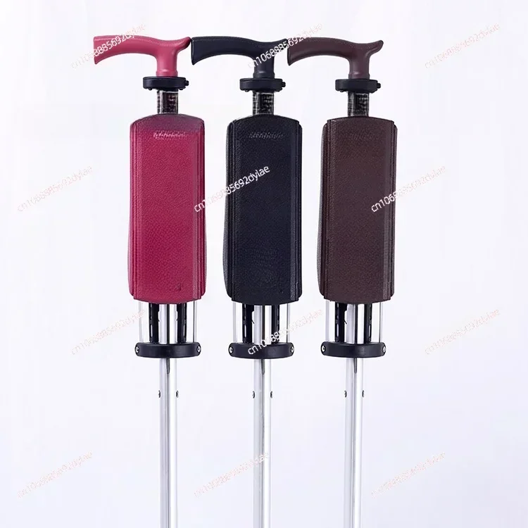 Aluminum Alloy Foldable Walking Cane Stick with Seat Adjustable Elderly Crutch Chair with Stool