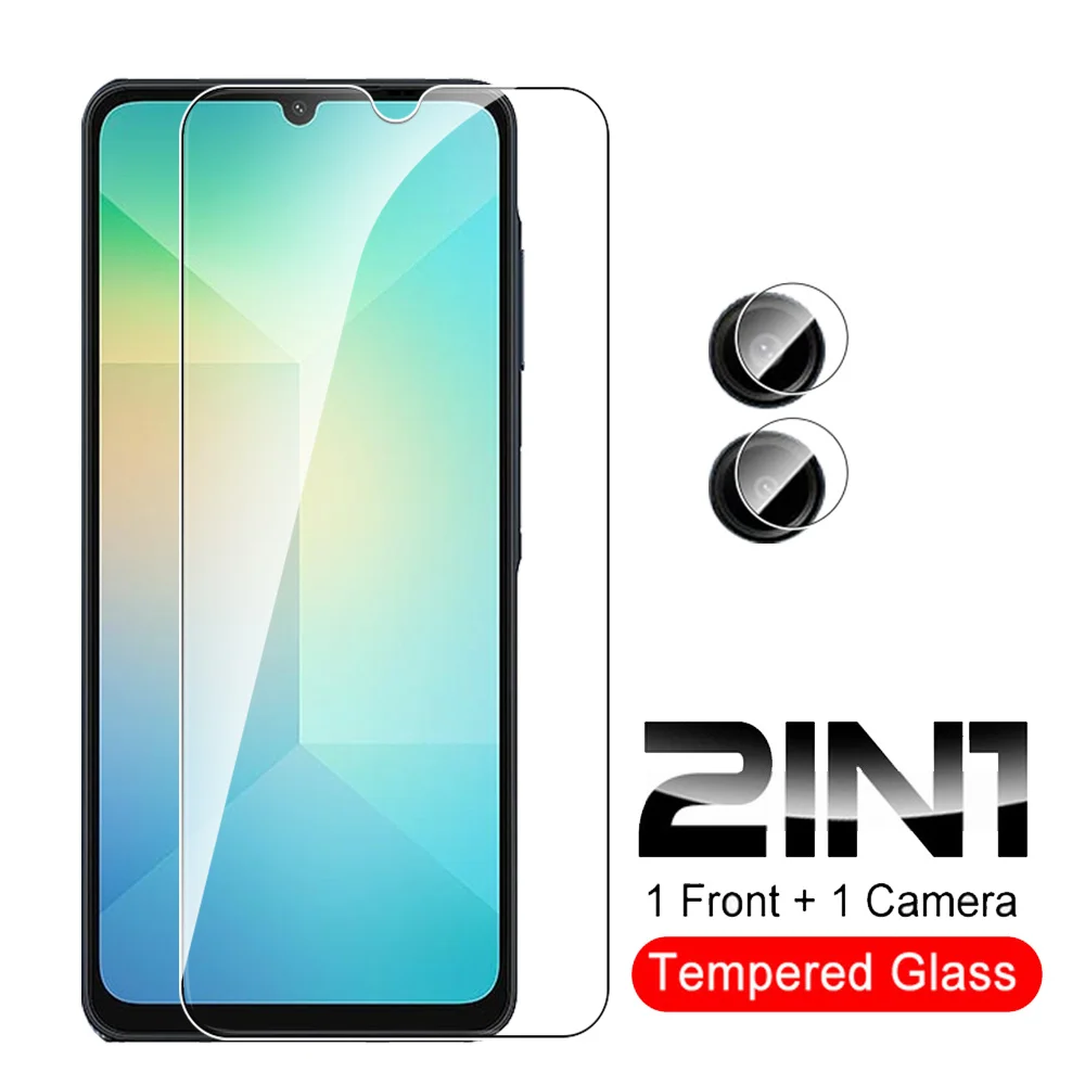 2in1 Tempered Glass Case For Samsung Galaxy A06 4G 2024 Screen Protector Samsun A06 A 06 06A 6.7inch Camera Lens Protective Film