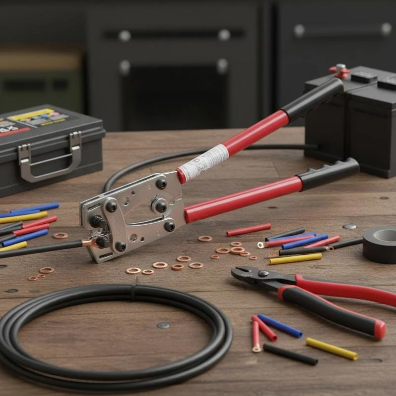 

Free Shipping-Wire Crimper Tool 10-1/0AWG For Electrical Maintenance Vehicle Repair Solar Installation, Cable Cutter 48PCS Coppe