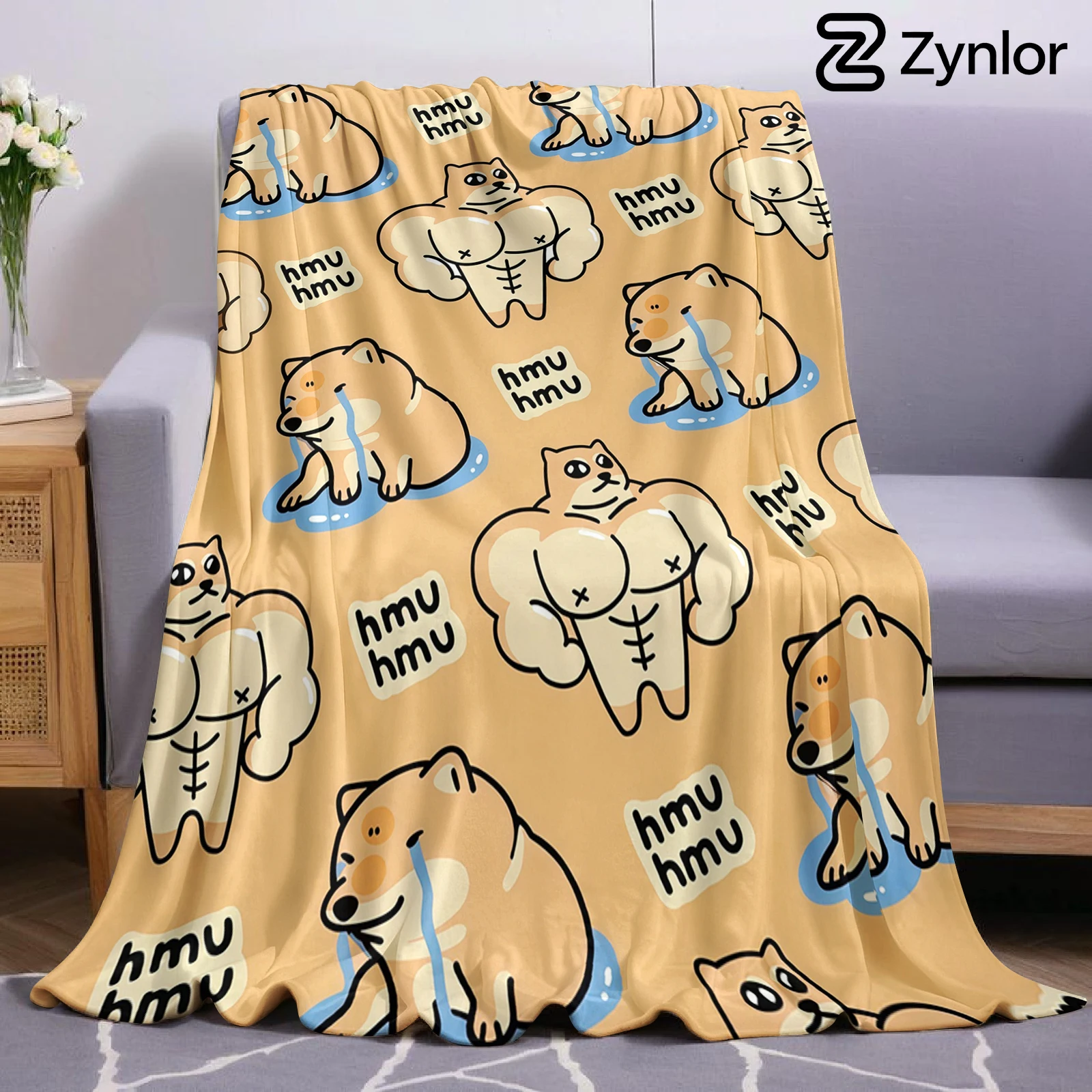 Crying and Buff Shiba Ultra Soft Sherpa Fleece Blanket Fluffy Warm Halloween Cozy Throw for Sofa Couch Bedroom Gift All season
