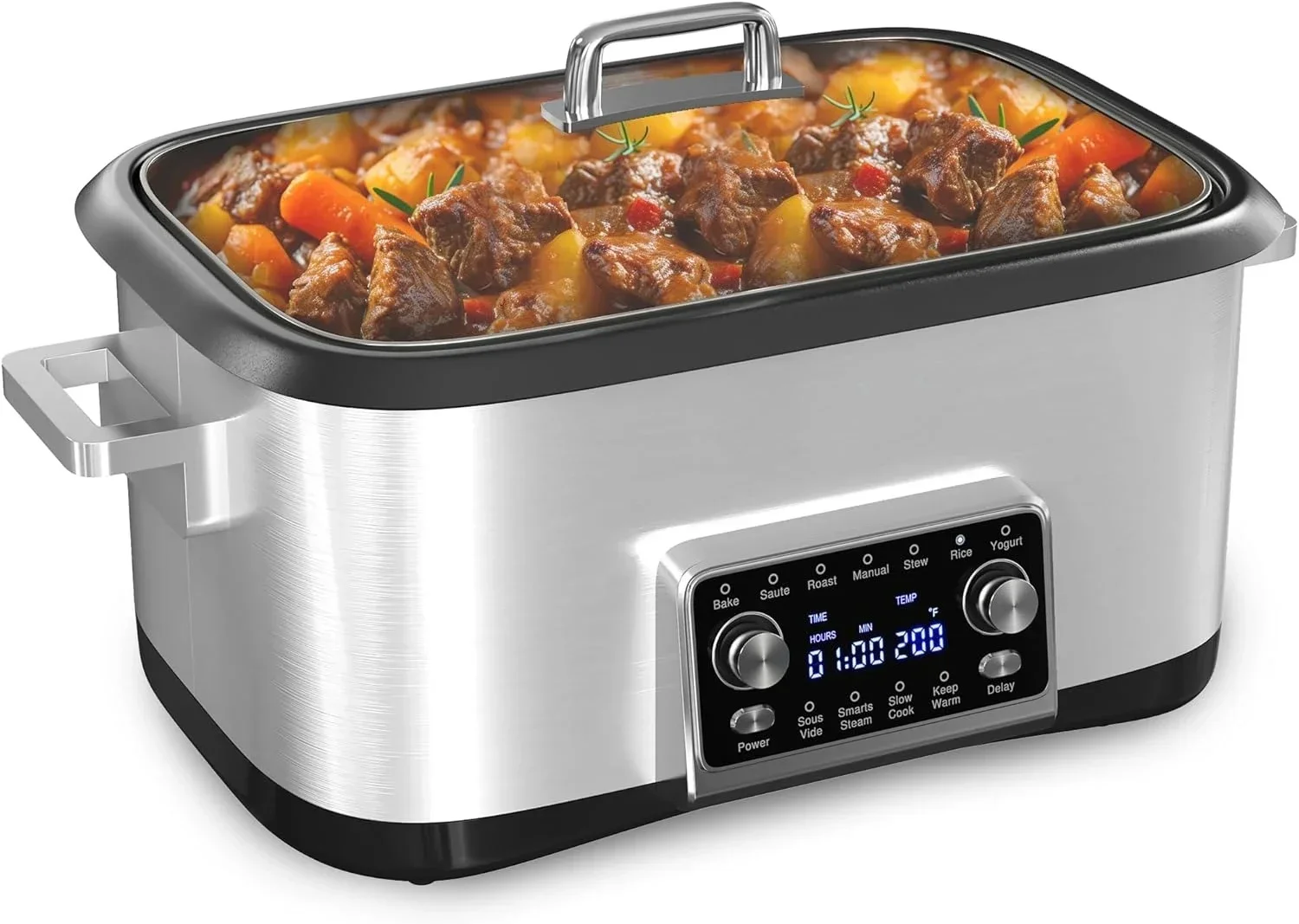 8 Quart Slow Cooker Roaster Oven, 12 in 1 programmable Multi-Cooker Food Warmer with Digital Timer, Temp Control