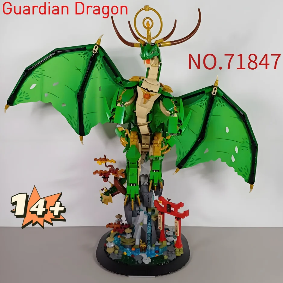 

Новинка 2025 года, 1650 шт., фигурки ниндзя Wu Guards Guardian Dragon 71847, меховые строительные блоки, модель-головоломка, игрушка, подарки на день рождения, Рождество