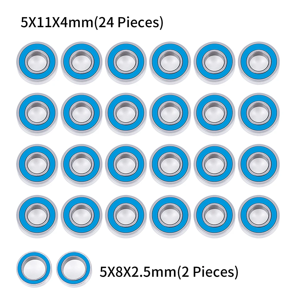 Yeahrun 4mm/2,5mm 26 stücke gummi abgedichtet lager kit für tamiya GF-01 TL-01 WR-01 rc auto upgrades teile zubehör