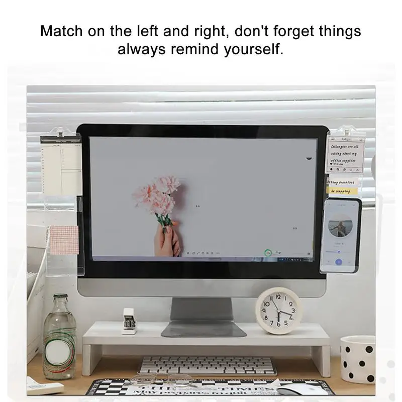 Monitor Memo Board Side Monitor Sticky Note 2PCS Computer Side Panel Stable Transparent Computer Monitor Message Board With