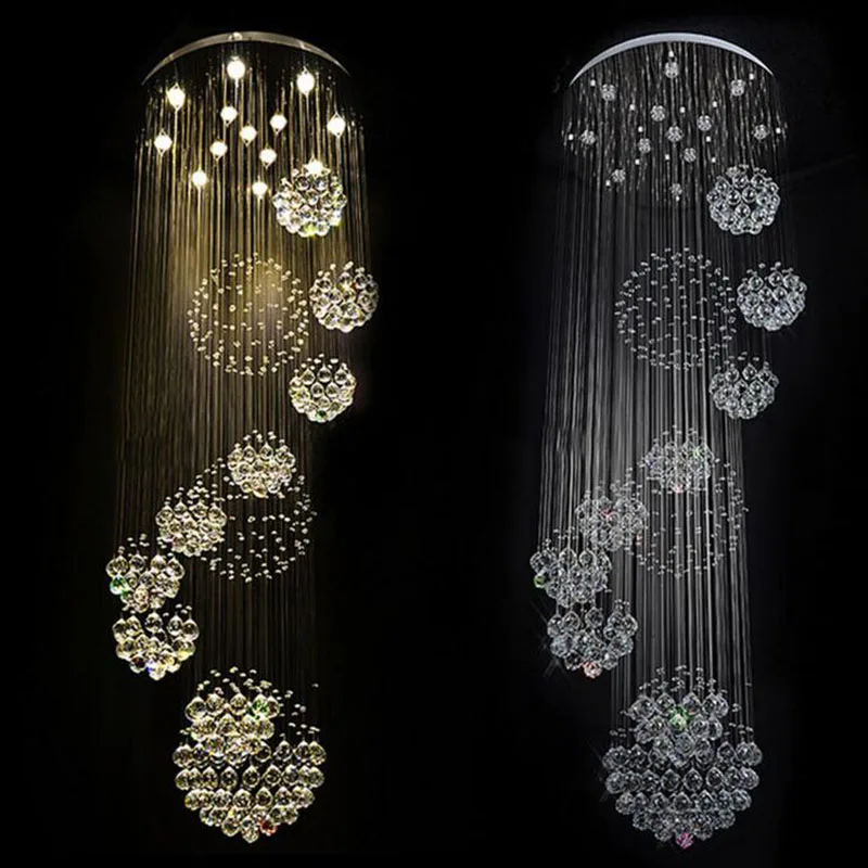 New Modern Item Large Villa ceiling Lights Modern Hotel led Chandelier Crystal Staircase pendant Light