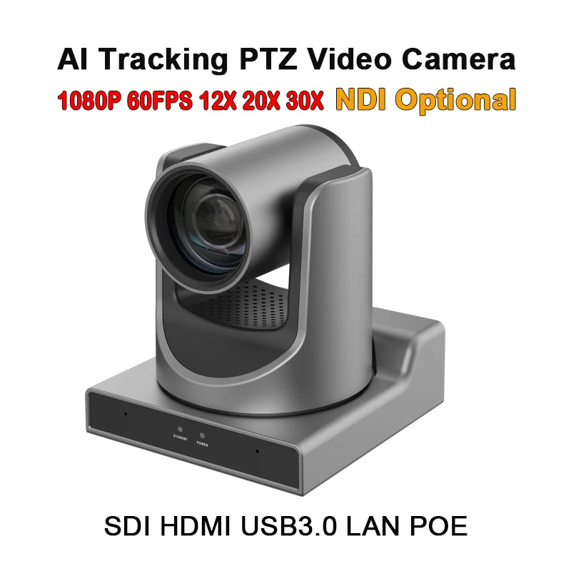 

NDI POE AI Tracking PTZ Video Conference Camera HDMI 1080P60 30x 20x 12x Optical zoom with SDI USB 3.0 IP Output for Church