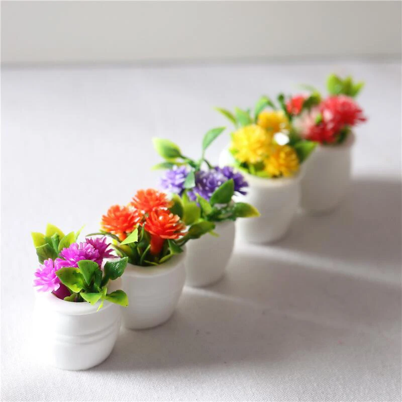 3pcs Random 1:12 Dollhouse Miniature Green Plant In Pot Simulation Potted plants