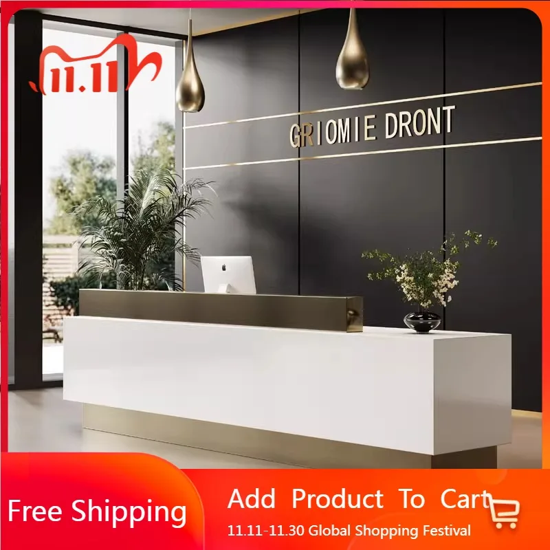 

Aesthetic Company Reception Desks Shop Bar Luxury Beauty Salon Desks Unique Display European Mostrador Commercial Furniture