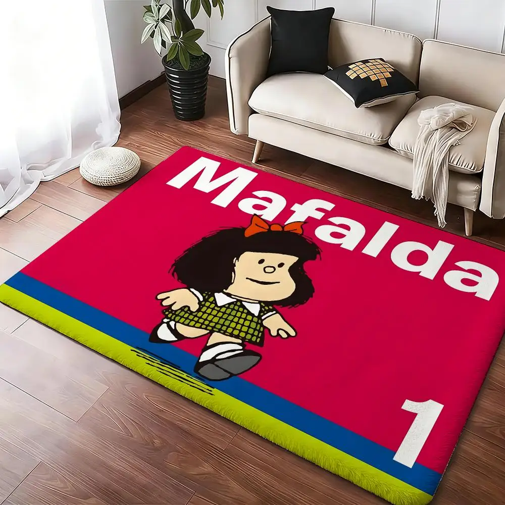 Cartoon M-Mafalda Floor Mat Soft Thickened Absorbent Non-Slip Bedroom Living Room Door Mat Home Decor Flannel Rugs