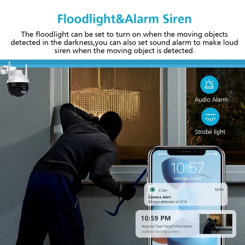 

Surveillance Camera 4K 4MP PTZ Auto Tracking IP Icsee WiFi Camera Color Home Security Audio Outdoor Video Surveillance EU Plug