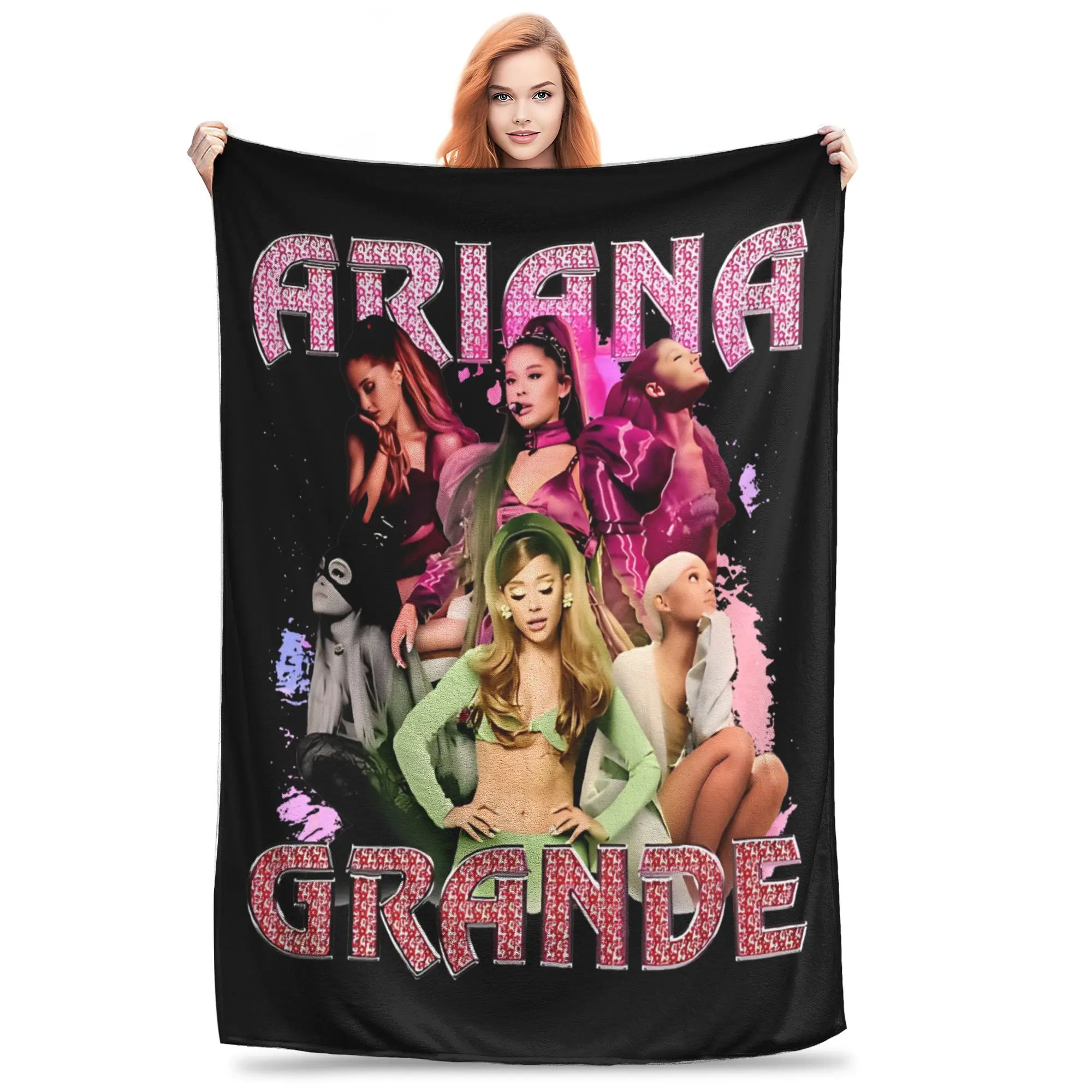 Vintage Pop Music R&B Blankets Flannel Textile Decor Arianas Grandes Multi-function Warm Throw Blankets Sofa Office Rug Piece