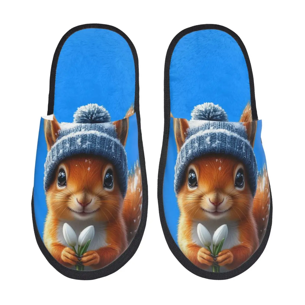 Custom Cute Squirrel Memory Foam Slippers Women Soft Warm House Slippers