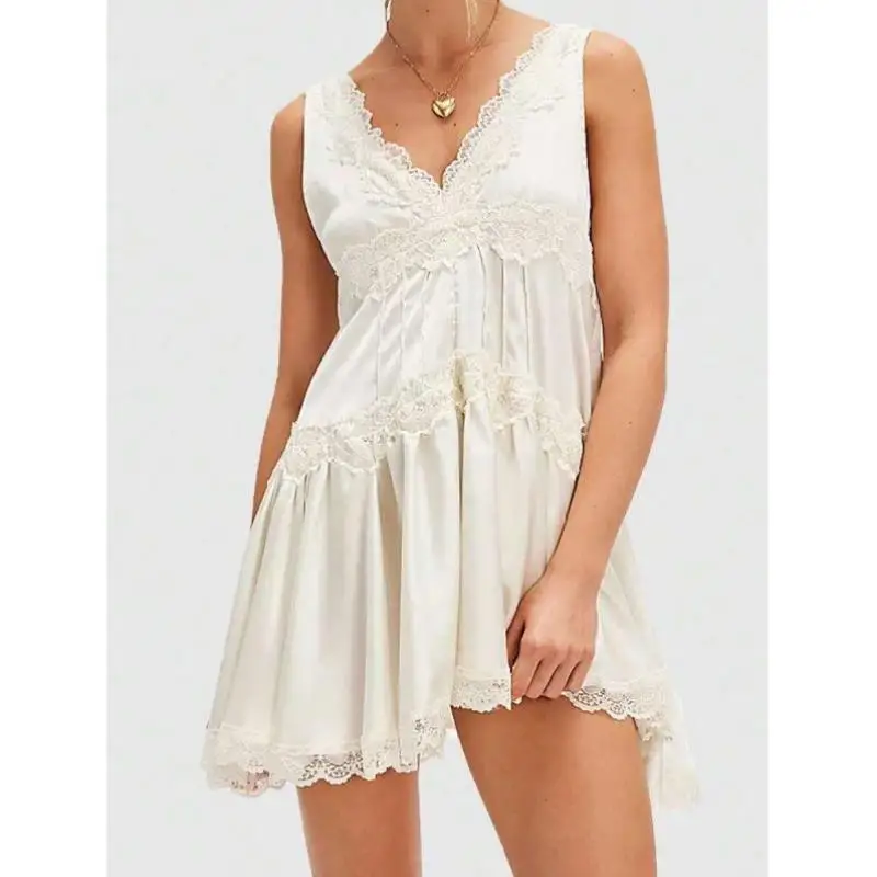 

Женская юбка трапециевидной формы Dr K Sle, однотонная кружевная отделка, V-Ne Puff Sve, повседневный спортивный костюм, осенний сезон, семь четвертей...