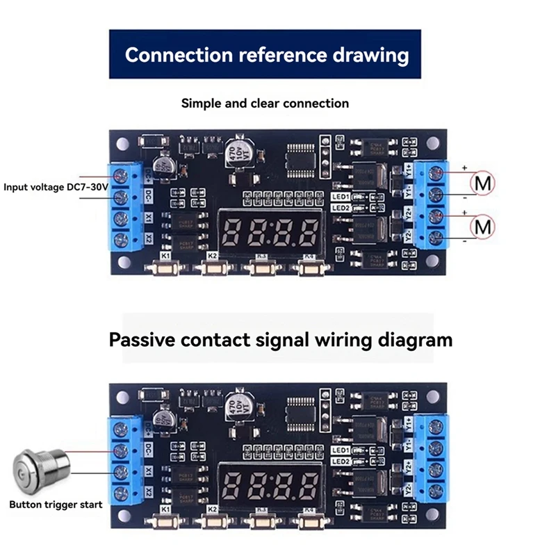 MOS LED ดิจิตอลรีเลย์หน่วงเวลา Trigger DC 12V 24V Dual Way High Power Switch Circuit Board Timing Control โมดูล