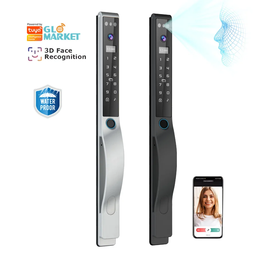 

Glomarket открытый Tuya распознавание лиц Smartlock отпечаток пальца Cerradura Inteligente водонепроницаемый цифровой раздвижной умный дверной замок