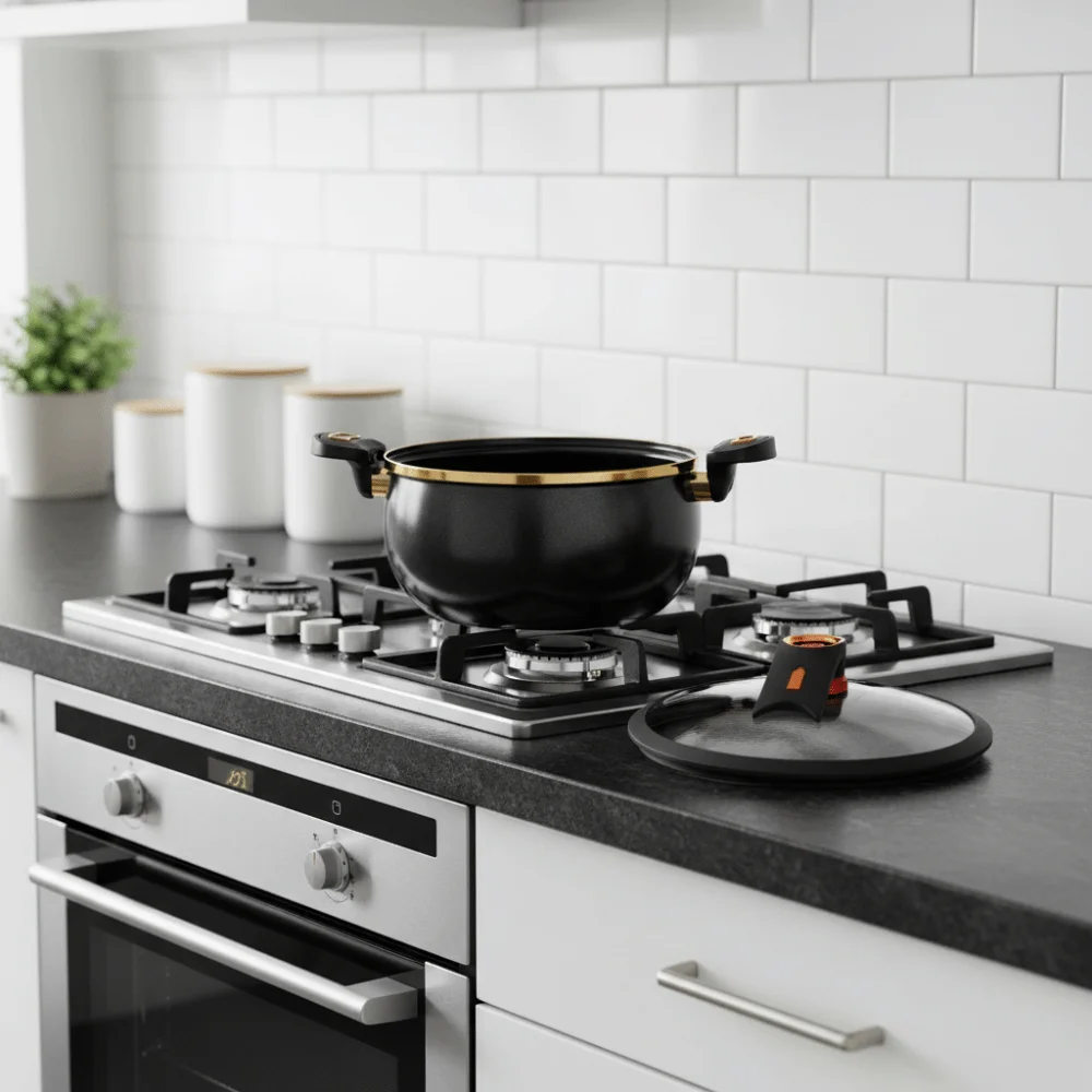 

Practical 7 L Chubby Micro-Pressure Pot Large Capacity Non-Stick Stew Pot Visible Cover Universal Simmering Pot Stove