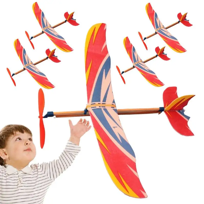 

Rubber Band Powered Airplane 5PCS Kids Flying Glider Toy Sturdy Hand-Thrown Airplane Model Airplane Toys for Throwing Fun