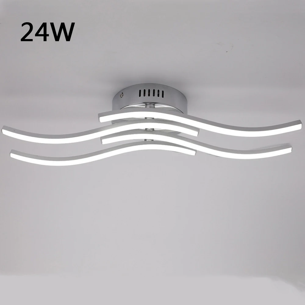 Alumínio Wave Shape LED Teto Luz, lâmpada do teto moderno, sala de estar Decoração, 85-265V, 24W