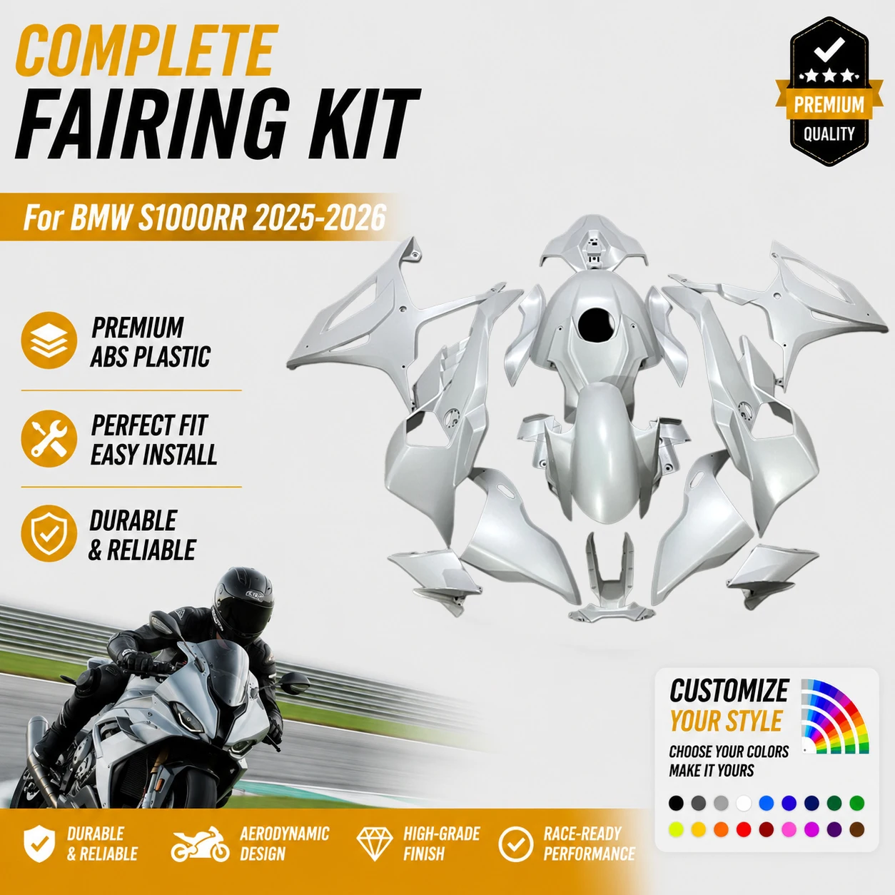 Motorcycle Body Fairings Kit For BMW S 1000RR 2025 2026 High Precision ABS Injection Aftermarket Replacement Shells Parts