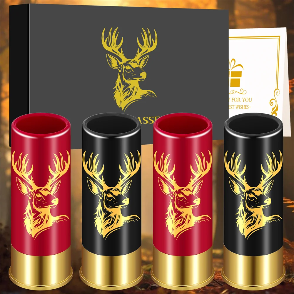 Elk Head Decor Plastic Shot Glasses 4pcs/Set Drinking Cup High Quality Plastic Shotgun Bullet Shape Water Wine Party Barware