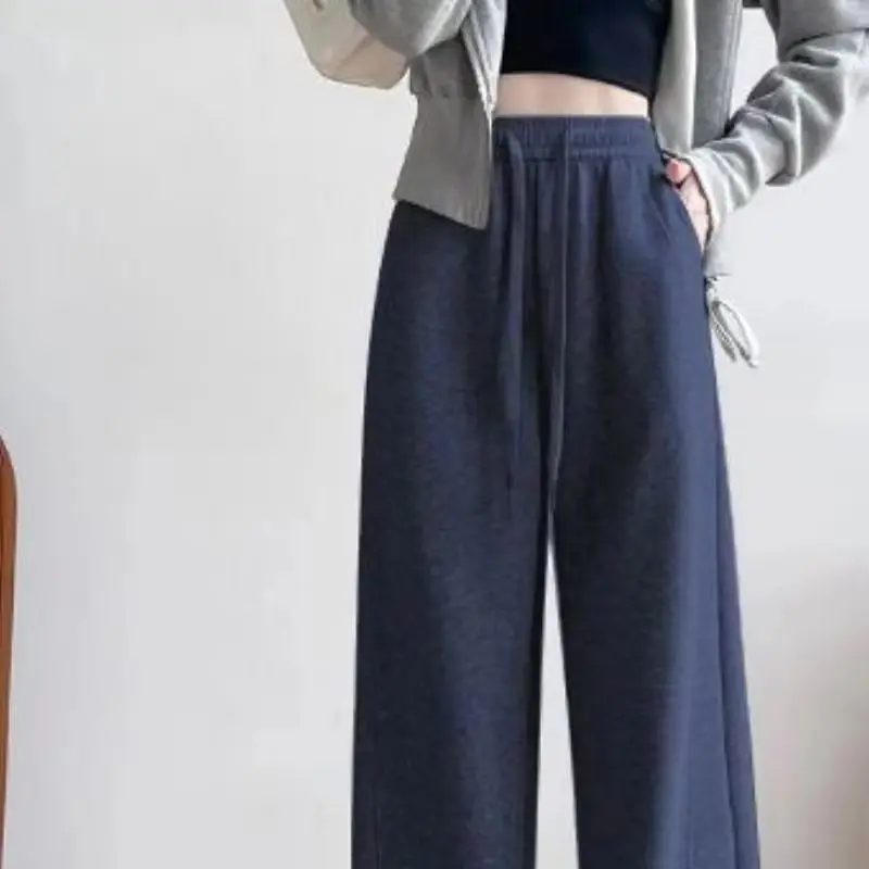 Women's Sports Pants Youth Spring Autumn New Style High Waist Casual Straight Leg Pants Women's Soft Wide Leg Pants Casual Pants