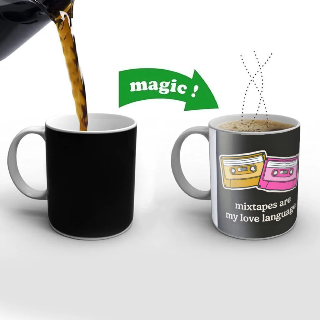 

Mixtapes Are My Love Creativity Change Color Chang mug Ceramic mug Hot Coffee Cup Breakfast Cup Mug Friend Gift