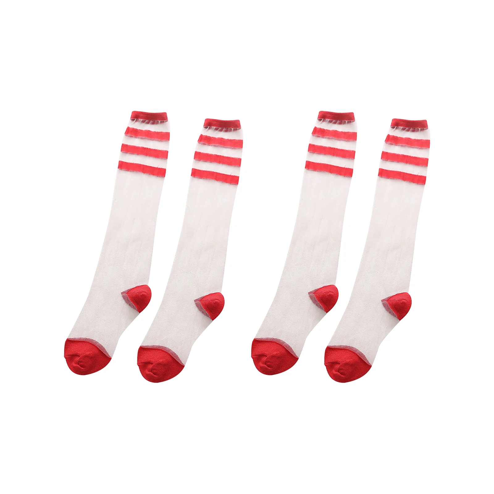 Thin transparent cassette calf socks 5-color set (red/green/purple/white/yellow) 1 pair
