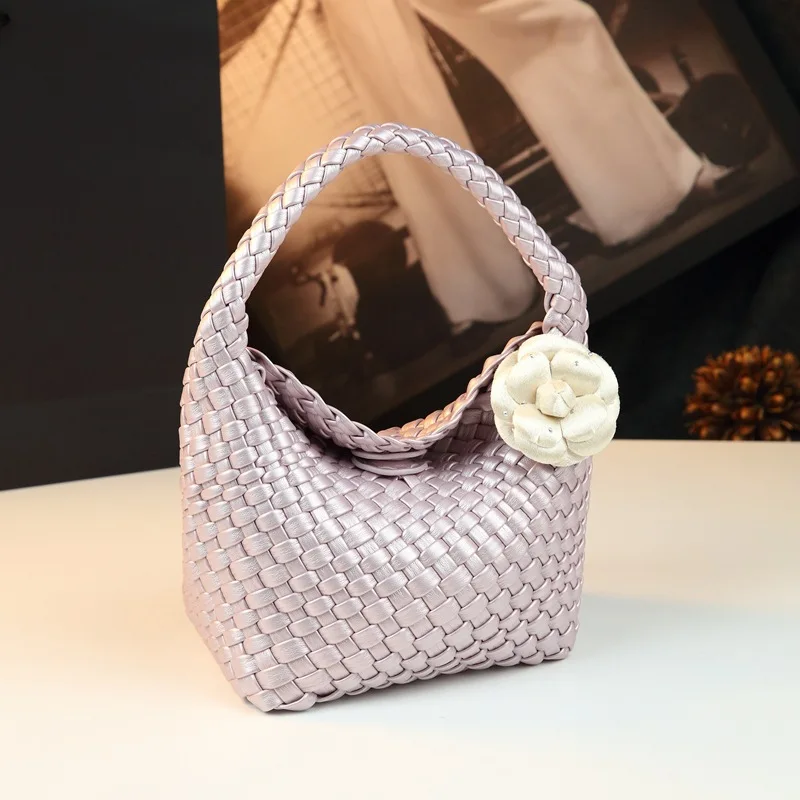 Camellia Princess Woven Bag Large Capacity Tote Bag Women Fashionable Versatile Underarm Bag Single Shoulder Crossbo