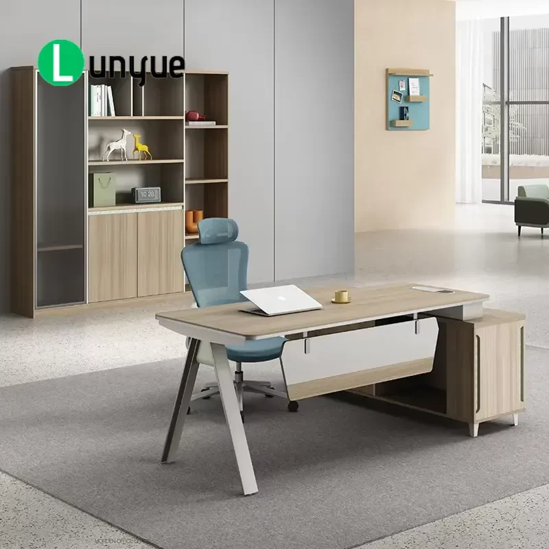 Modern Luxury L Shaped Executive Desk Convertible Extensible Reversible Wooden Office Furniture for CEO Manager Home Office
