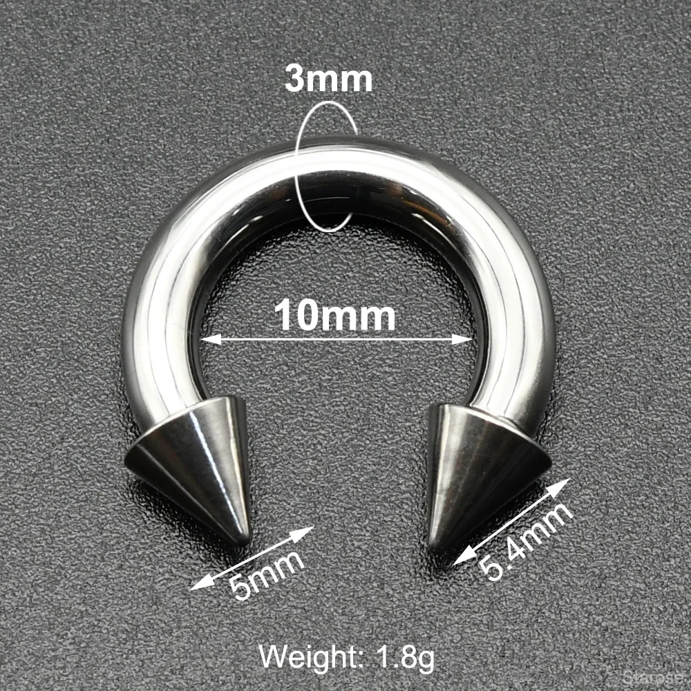 0G Punk Spike Große Größe Innengewinde Edelstahl Kegel Kreisförmige Barbell Piercing Septum Nasenring Hoop Helix Ohrringe – Detail 6