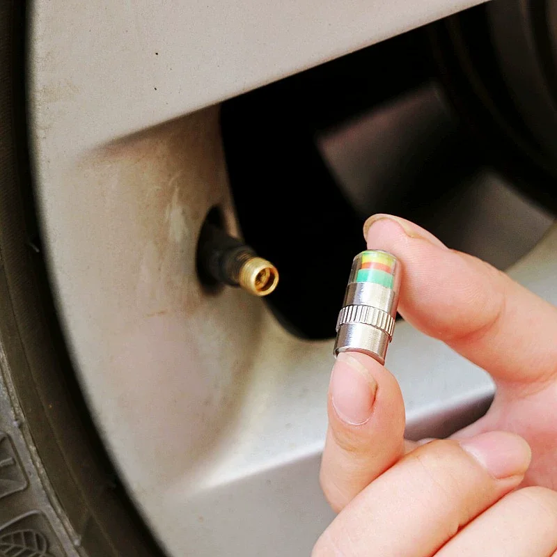 4-8Pcs Car Tire Pressure Indicator Anti-Dust Valve Cover Full Copper Core Car Tire Low Pressure Warning Cap Monitor Tire Valve