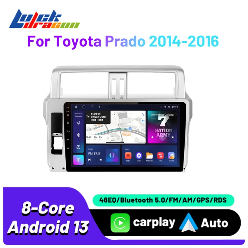 

Carplay Android Auto Subwoofer For Toyota Prado 2014-2016 Car Audio Car Stereo Carplay Screen Android 13 Autoradio FM Bluetooth